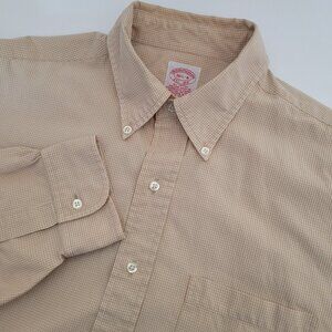 Brooks Brothers 1818 Regent Dress Shirt Mens 16.5 36 Tan Gingham Check Preppy